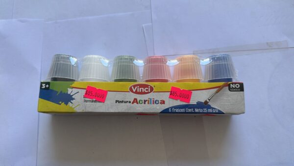 Pintura Acrilica (6 frascos 25ml c/u) Mca. Vinci